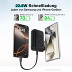 10000mAh Portable Power Bank with 22.5W Fast Charging & 3 Built-in Cables