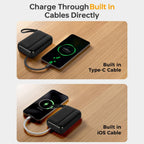 10000mAh Portable Power Bank with 22.5W Fast Charging & 3 Built-in Cables