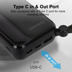 10000mAh Portable Power Bank with 22.5W Fast Charging & 3 Built-in Cables