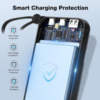 10000mAh Portable Power Bank with 22.5W Fast Charging & 3 Built-in Cables