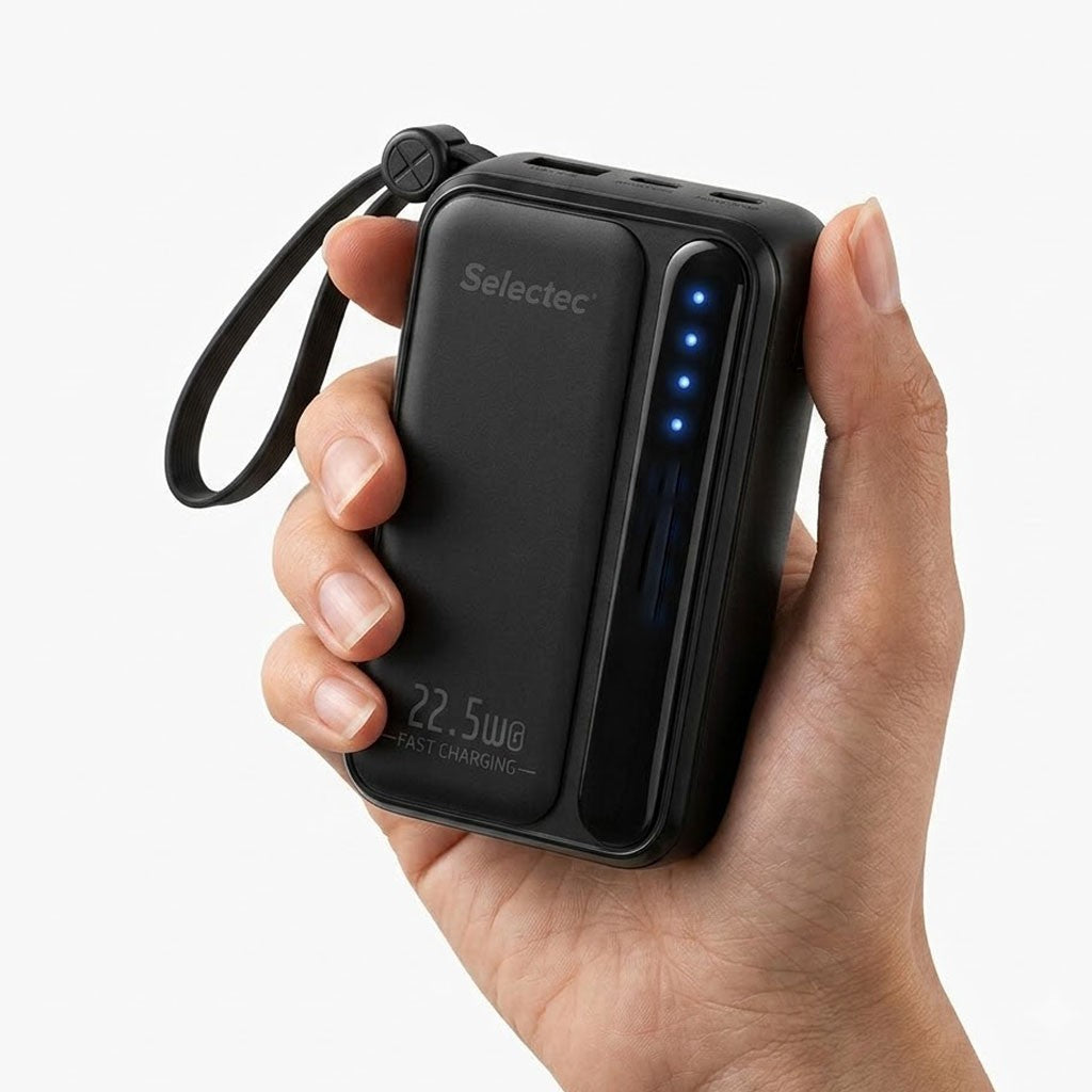 10000mAh Portable Power Bank with 22.5W Fast Charging & 3 Built-in Cables