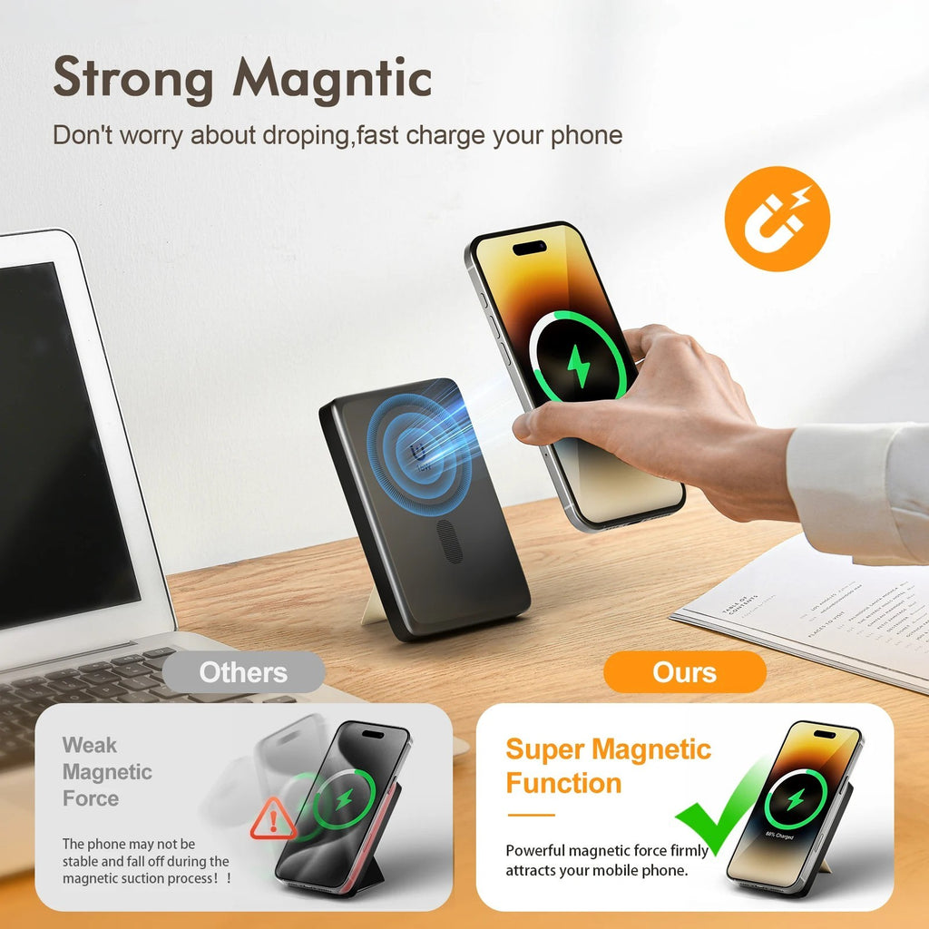 10,000 mAh Magnetic Power Bank Wireless Charger Portable Fast Charging 22.5W