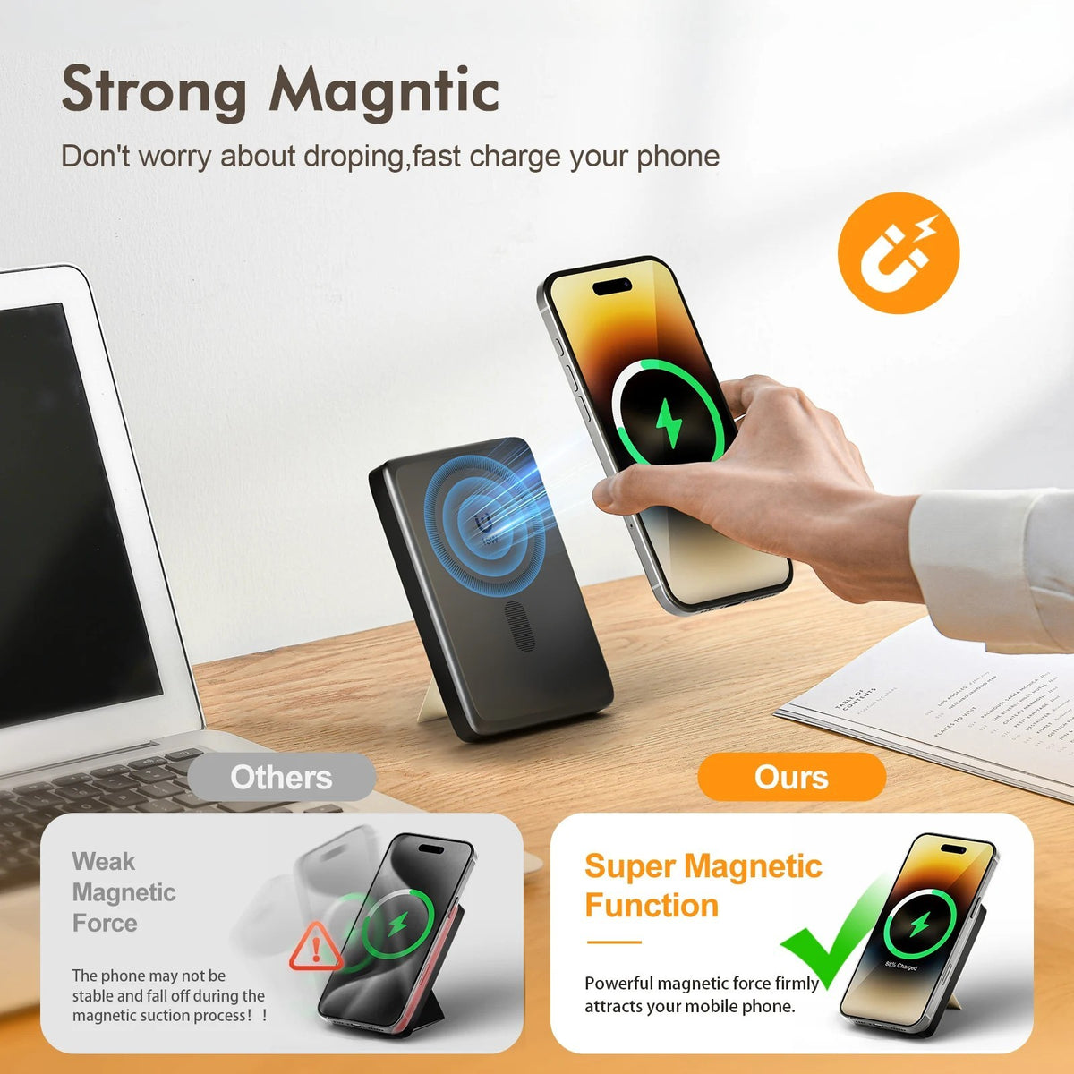 10,000 mAh Magnetic Power Bank Wireless Charger Portable Fast Charging 22.5W