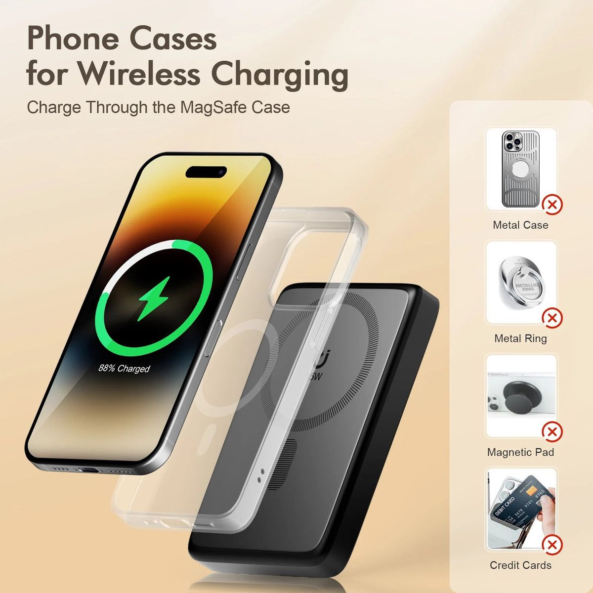 10,000 mAh Magnetic Power Bank Wireless Charger Portable Fast Charging 22.5W