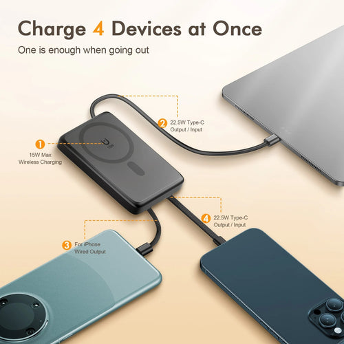 10,000 mAh Magnetic Power Bank Wireless Charger Portable Fast Charging 22.5W